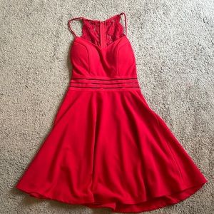 Red flowy mini dress